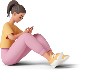 casual-life-3d-young-woman-sitting-and-holding-pink-smartphone